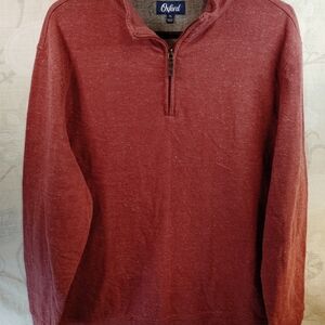 Oxford Men's Zip-Up Sweater in Deep Red